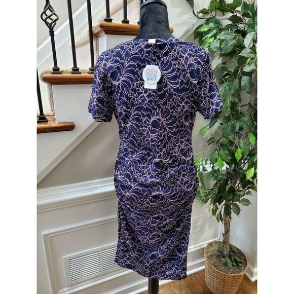 Motherhood Women's Blue Nylon Short Sleeve Round Neck Knee Length Dress Size L - Picture 7 of 12